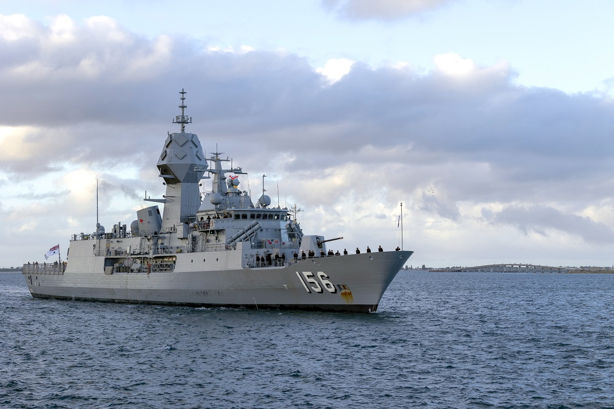 Title: HMAS Toowoomba return Keywords: Royal Australian Navy Photographer: CPOIS Yuri Ramsey Related Imagery: S20231695 Caption: HMAS Toowoomba returns to Fleet Base West in Rockingham, Western Australia after returning from deployment. Mid Caption: HMAS Toowoomba returned home from undertaking Operation RESOLUTE as well as participating in the multinational Exercise Komodo in Makassar, Indonesia. Toowoomba also represented the Royal Australian… read more File Date: 2023-06-14 Link To Gallery: http://images.defence.gov.au/S20231695 Link To Image: http://images.defence.gov.au/20230614ran8109938_0016.jpg Filename: